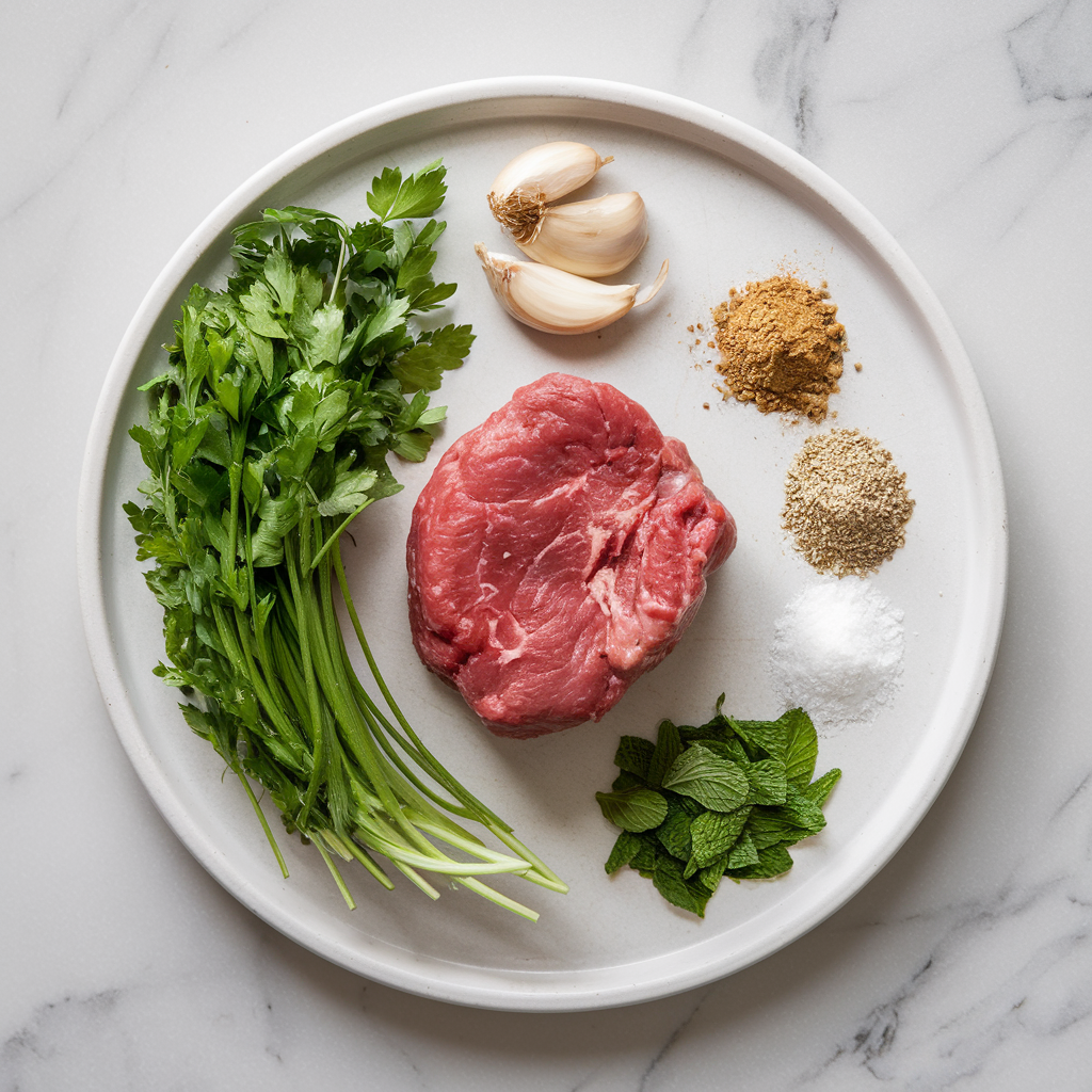 Ingredients for Lamb Meatballs with Garlic and Herbs