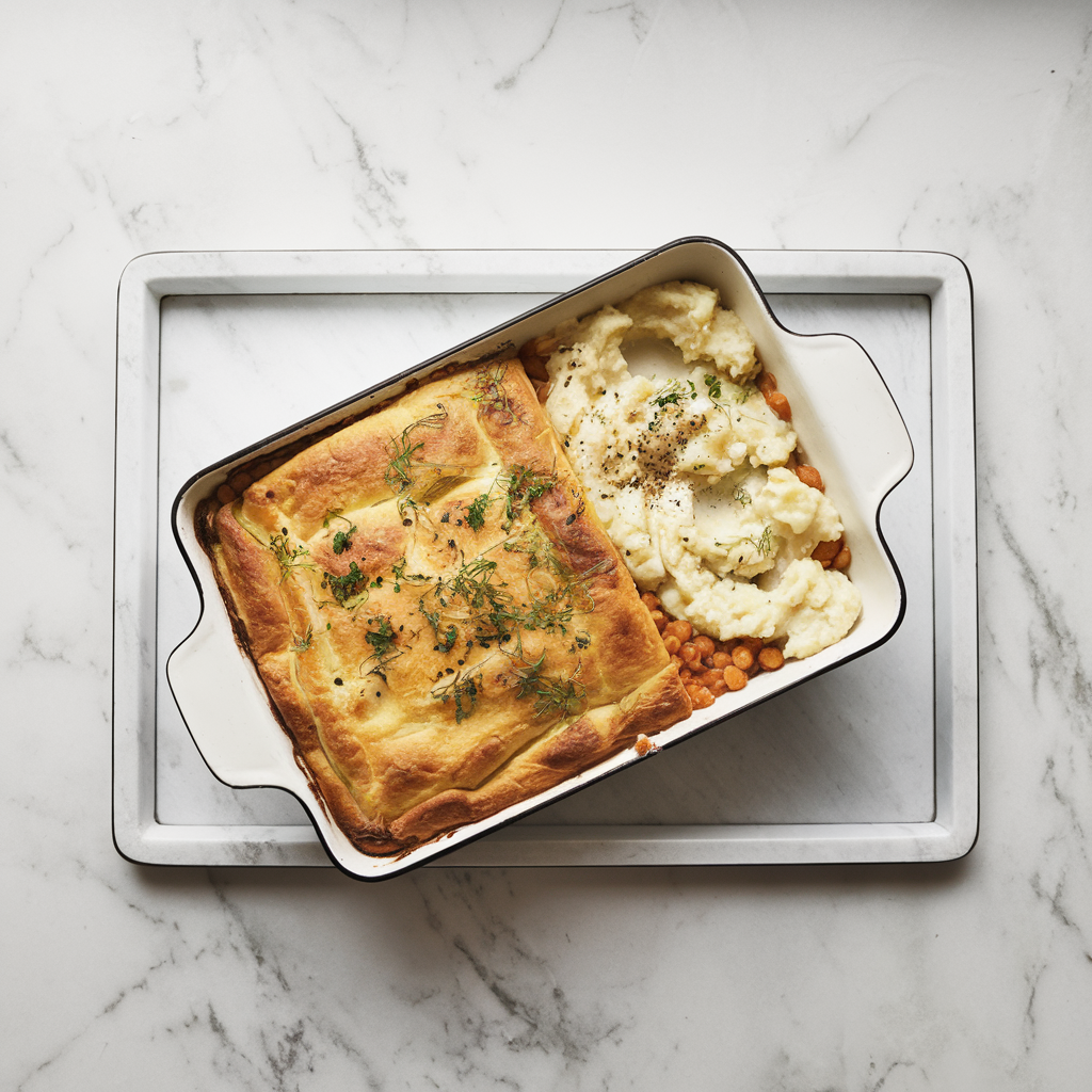 Lentil & Sweet Potato Shepherd's Pie with Cauliflower Mash (Plant-Based Comfort)