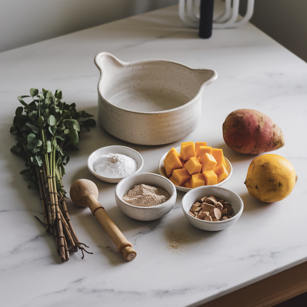 Ingredients for Lime-Infused Sweet Potato Mango Mousse: A Tropical Delight