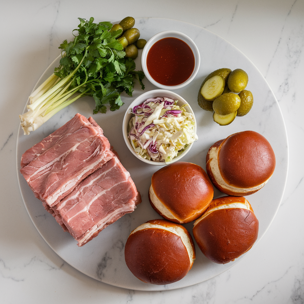 Ingredients for Loaded BBQ Pulled Pork Pretzel Rolls