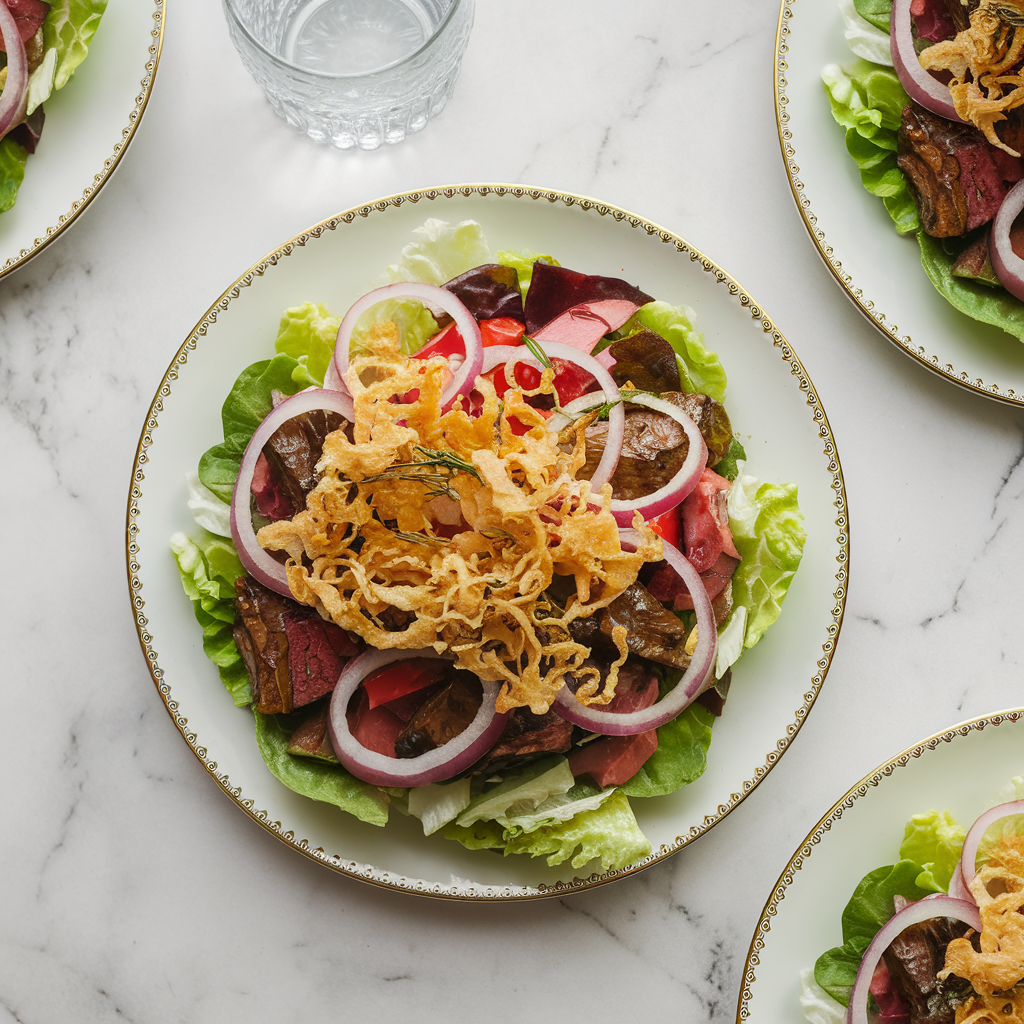 Loaded Steakhouse Salad with Crispy Onion Bloom