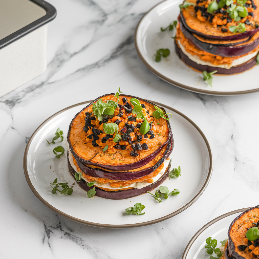Low Carb Eggplant & Tempeh Stacks: Air Fryer Delight