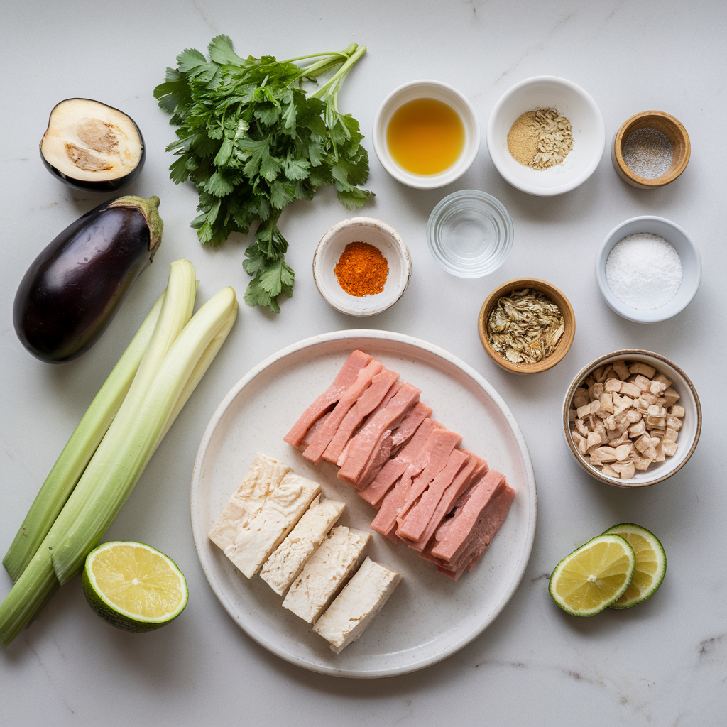 Ingredients for Low Carb Eggplant & Tempeh Stacks: Air Fryer Delight