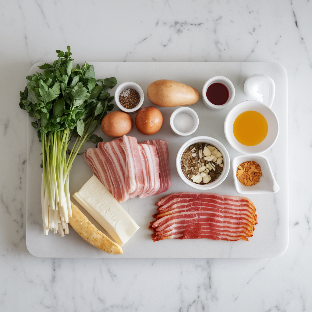 Ingredients for Maple Bacon Breakfast Bombs with Cheddar Surprise