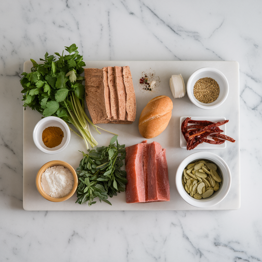 Ingredients for Mediterranean Olive & Herb Einkorn Rolls with Sun-Dried Tomato Swirl