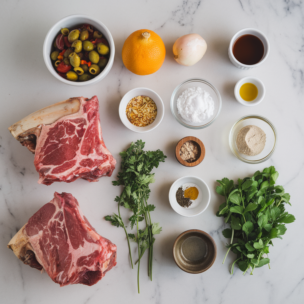 Ingredients for Moroccan-Style Lamb Shanks with Tomato Olive Salsa