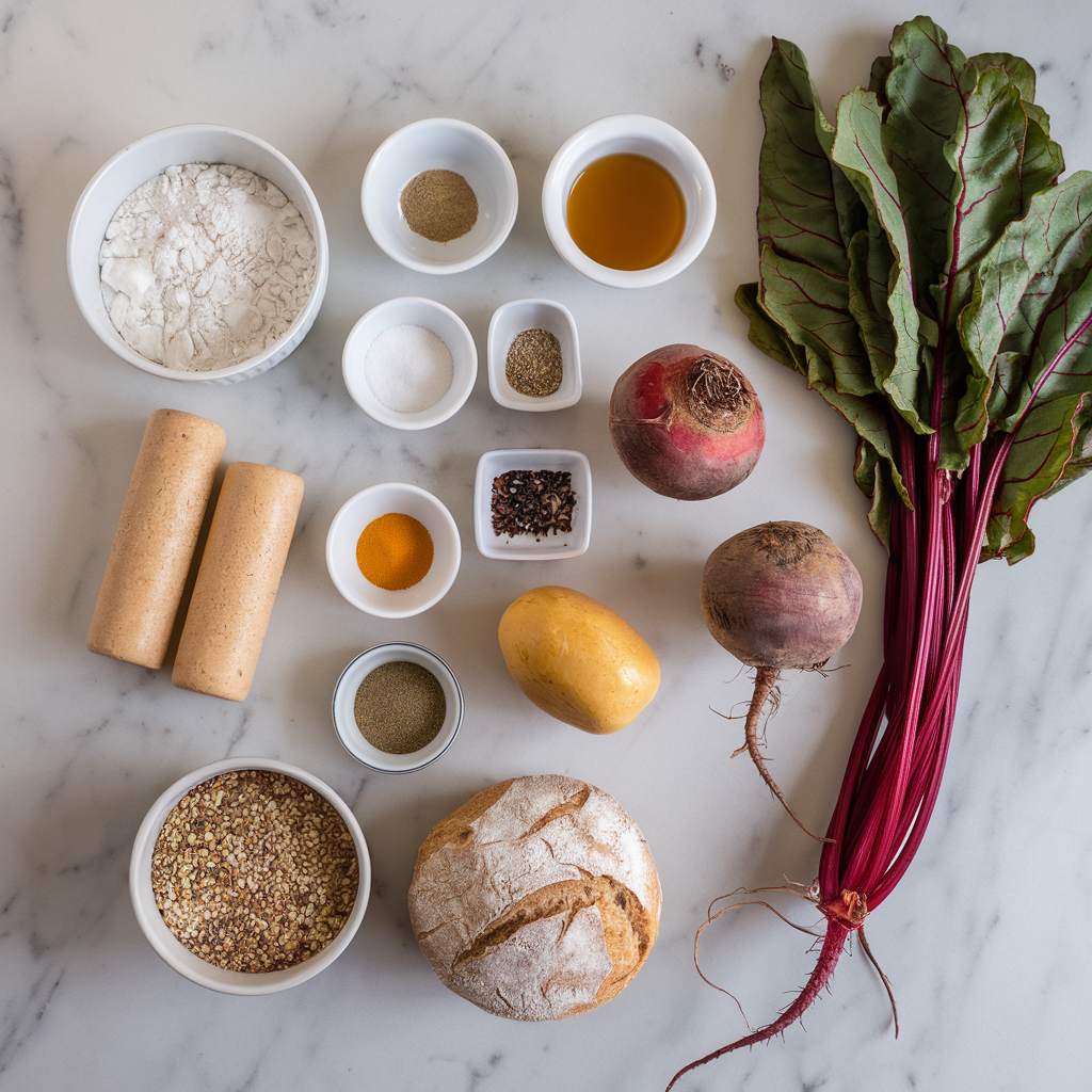 Ingredients for Nutty Amaranth and Beetroot Swirl Bread: A Vibrant Twist on Homemade Bread