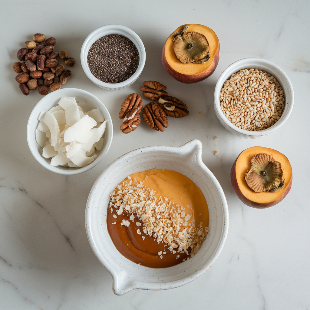Ingredients for Nutty Chia Persimmon Parfait with Coconut Quinoa Crunch