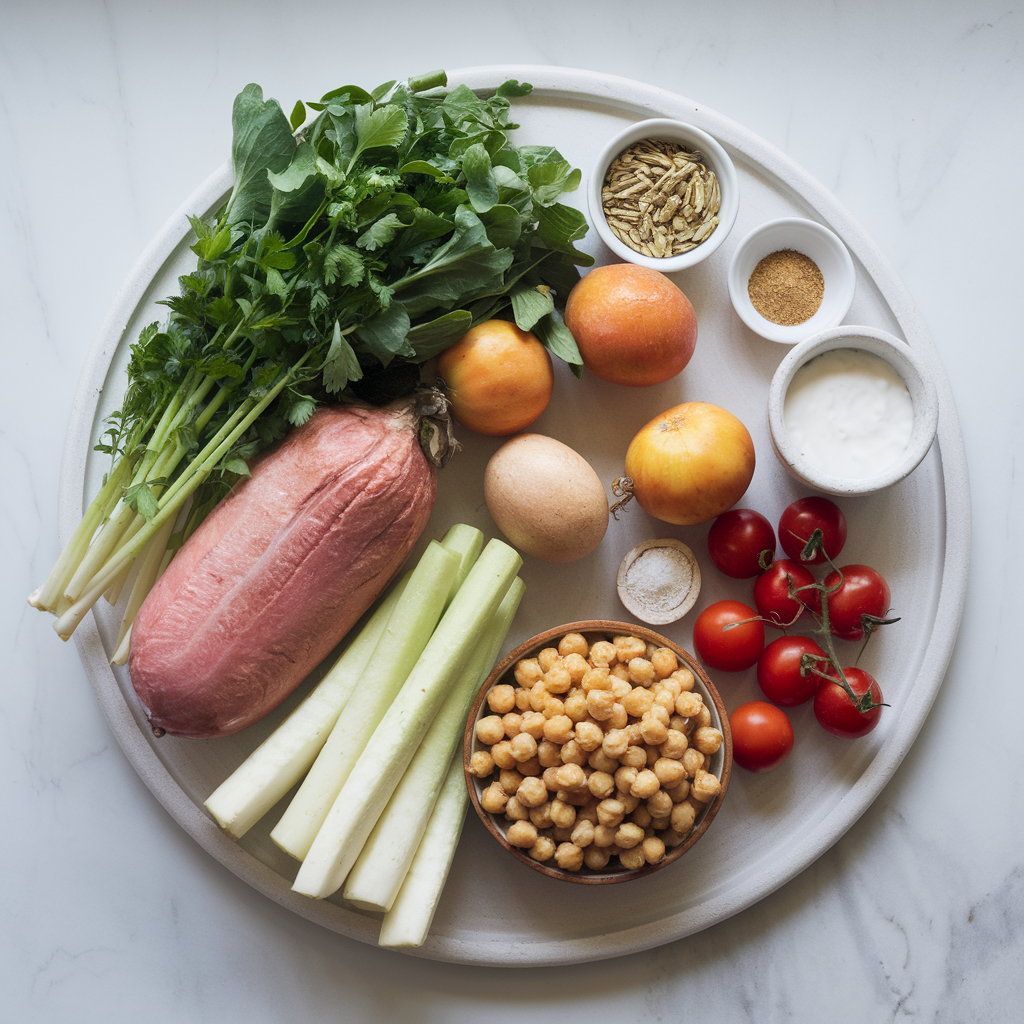 Ingredients for One-Pan Turmeric Chickpea & Cherry Tomato Sauté with Cashew Yogurt Drizzle