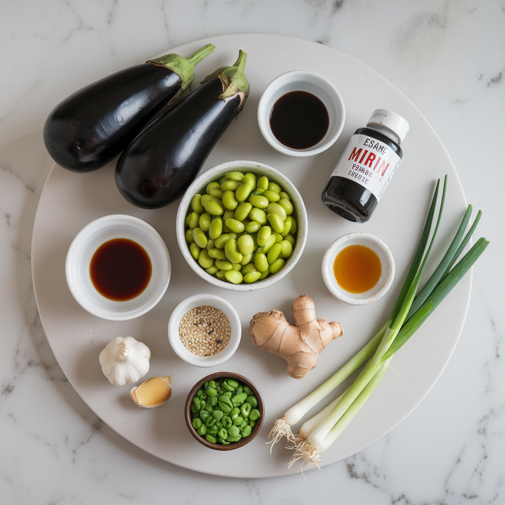 Ingredients for Quick & Easy Miso-Glazed Eggplant & Edamame Stir-Fry