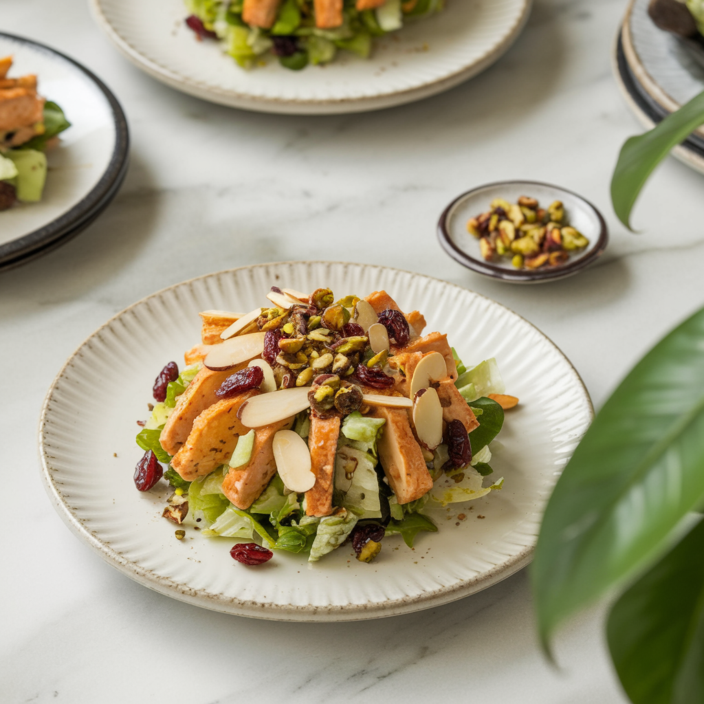 Rainbow Tempeh Citrus Salad with Spiced Pistachio Crunch