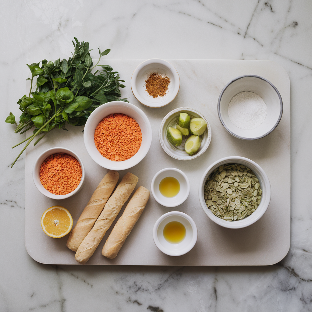 Ingredients for Red Lentil & Turmeric Spelt Rolls: A Protein-Packed Twist on Homemade Breads