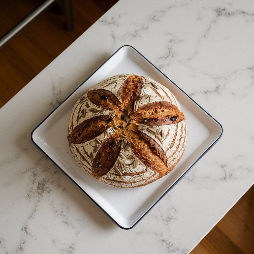 Rustic Olive & Herb Einkorn Bread with Sunflower Seeds