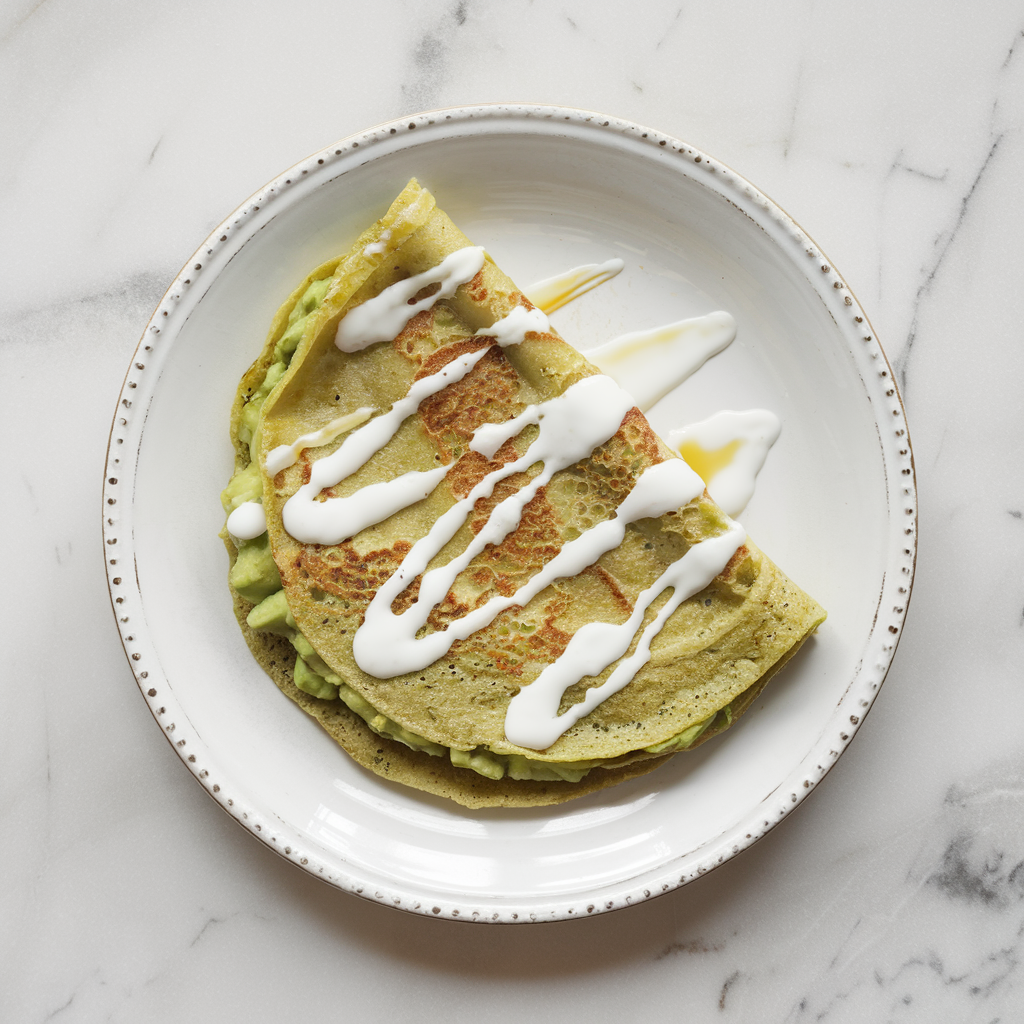 Savory Avocado & Chickpea Breakfast Crepes with Herb Yogurt Drizzle