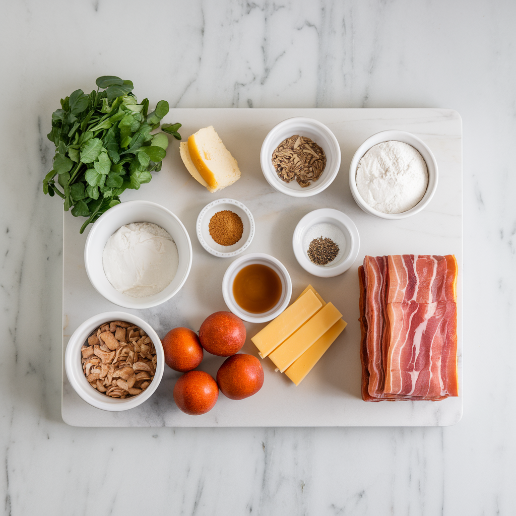 Ingredients for Savory Bacon & Cheddar Swirl Bread with Herb Butter