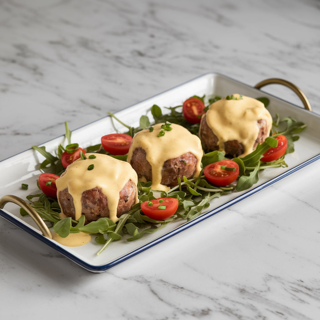 Savory Bacon & Sausage Breakfast Bombs with Cheddar Hollandaise