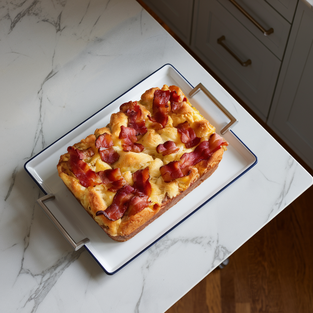 Savory Bacon & Sausage Breakfast Bread Pudding