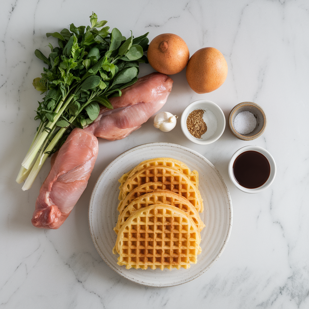 Ingredients for Savory BBQ Chicken & Cornbread Waffle Stacks