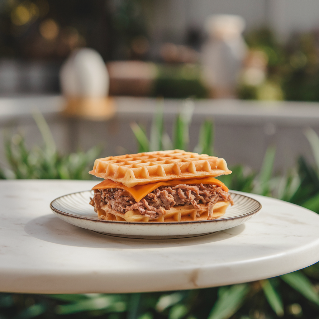 Savory Beef & Cheddar Breakfast Wafflewiches
