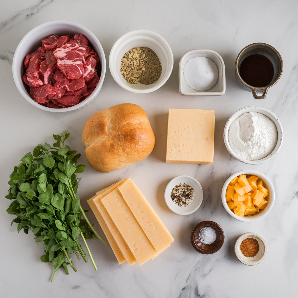 Ingredients for Savory Beef and Cheese Swirl Bread
