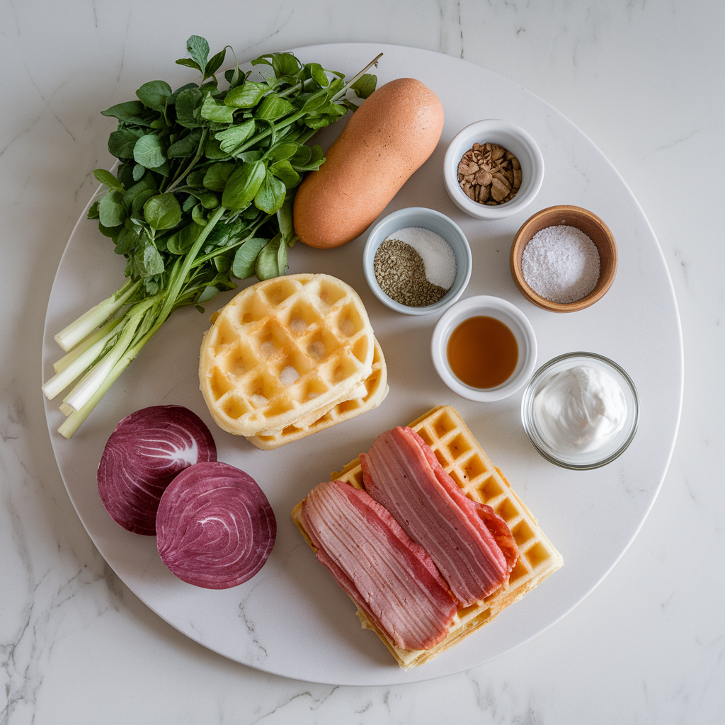 Ingredients for Savory Beef & Maple-Bacon Waffle Sandwiches
