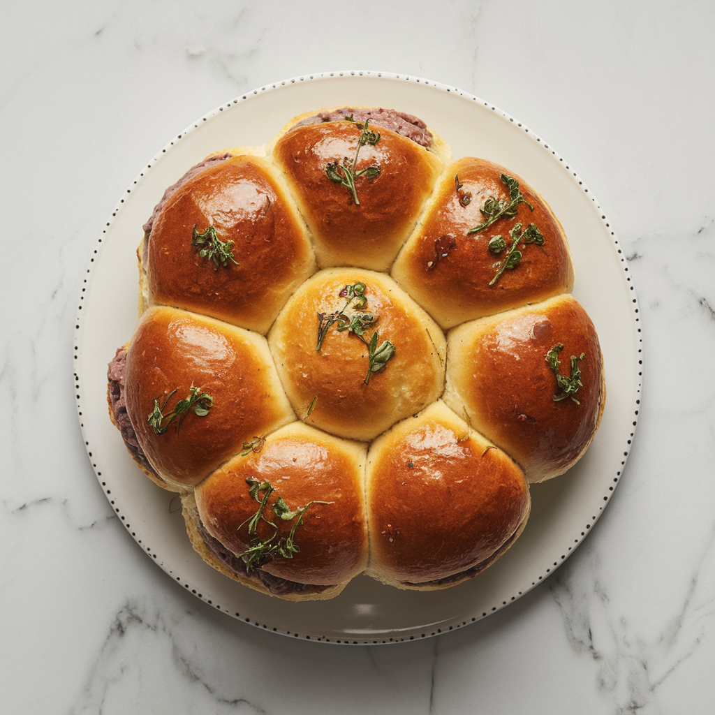 Savory Beef-Stuffed Brioche Rolls with Herb Butter Glaze