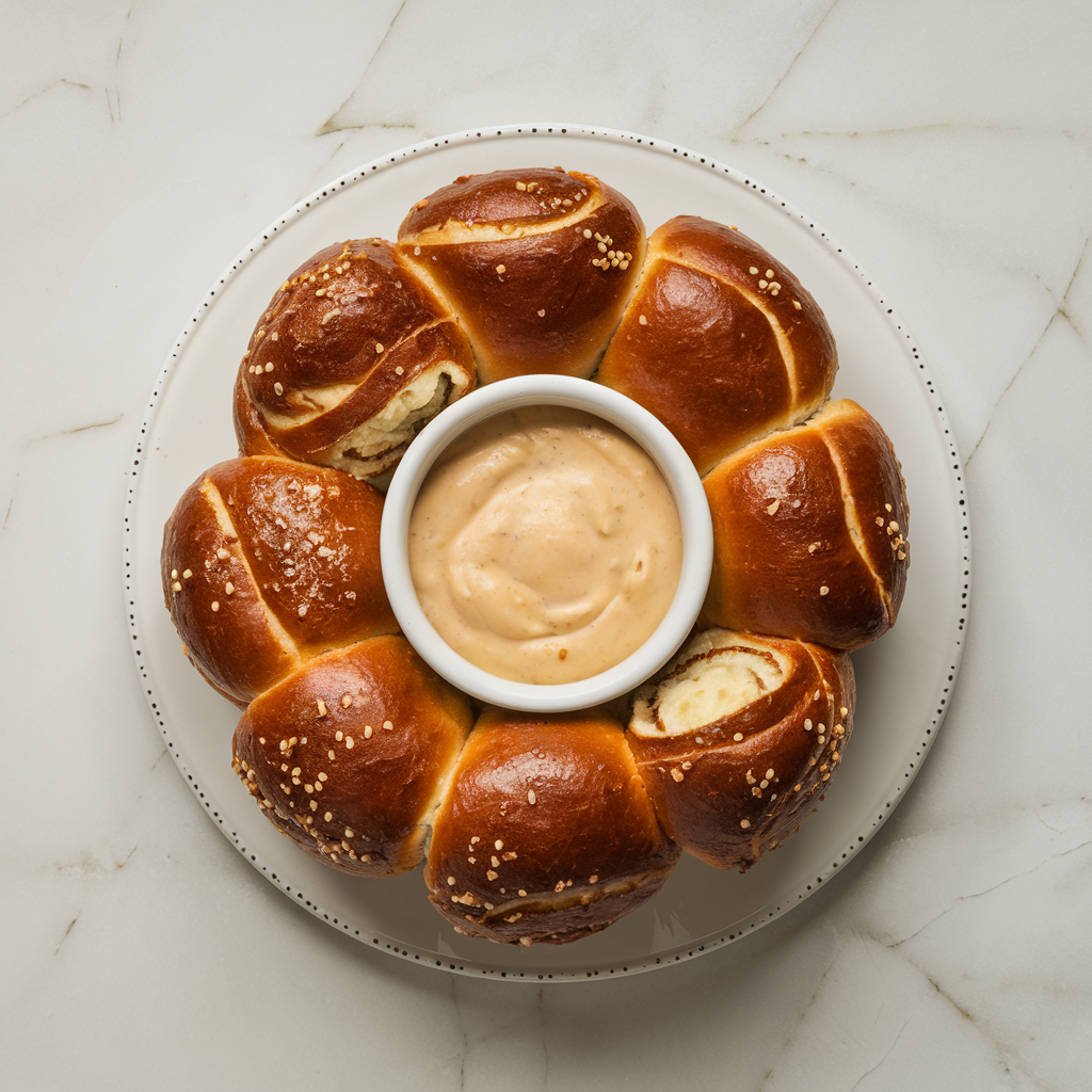 Savory Beef-Stuffed Pretzel Rolls with Beer Cheese Dip