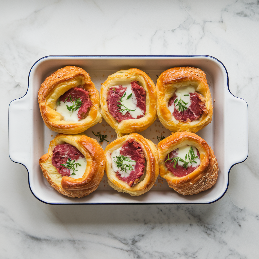 Savory Breakfast Beef and Cheese Pastry Puffs