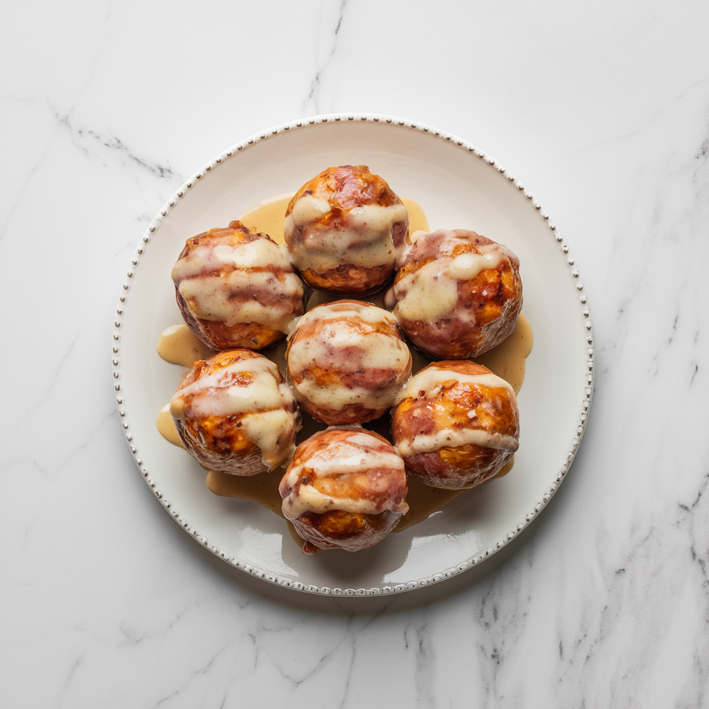 Savory Breakfast Sausage Bombs with Maple Bacon Glaze