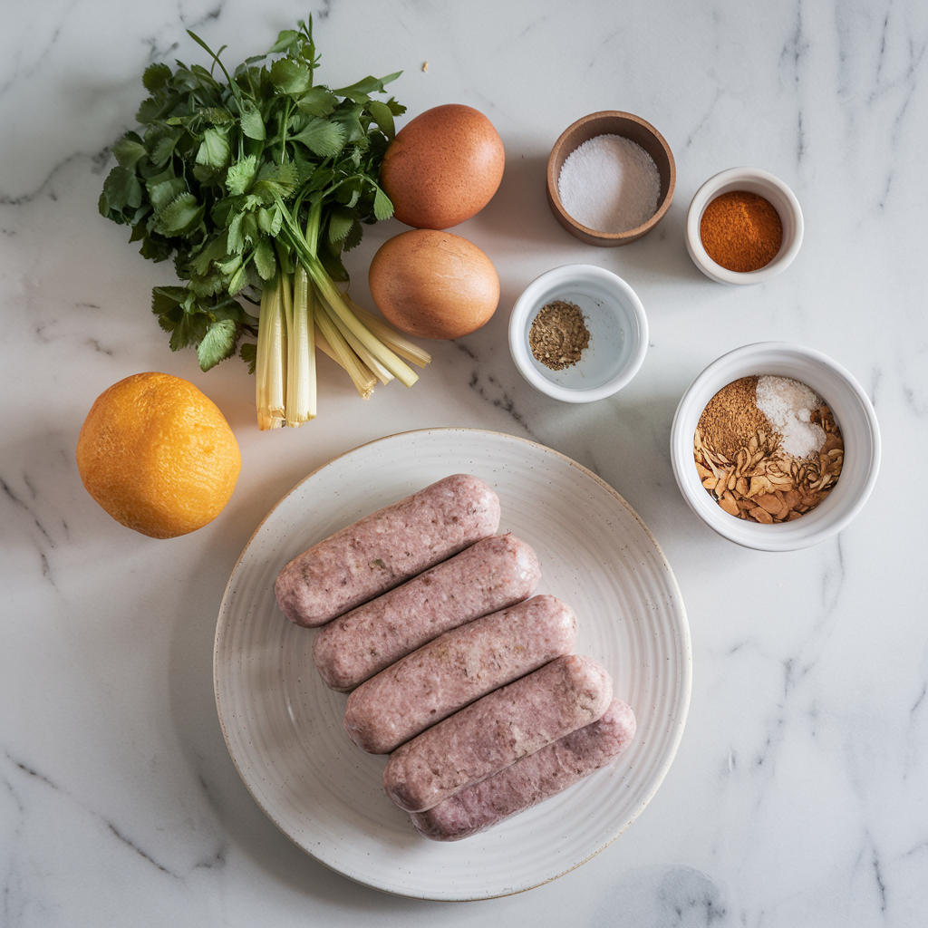 Ingredients for Savory Breakfast Sausage Bombs with Maple Bacon Glaze