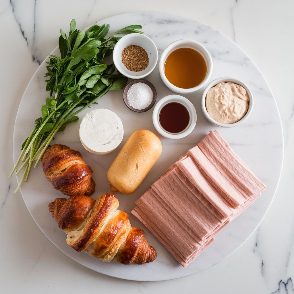 Ingredients for Savory Breakfast Sausage Croissant Roll-Ups with Maple Dijon Drizzle