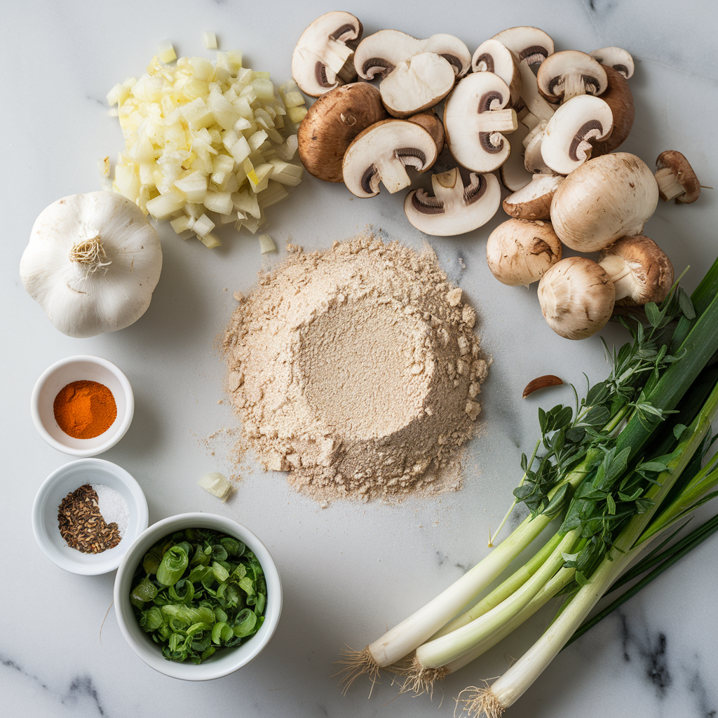 Ingredients for Savory Buckwheat & Mushroom Breakfast Galette