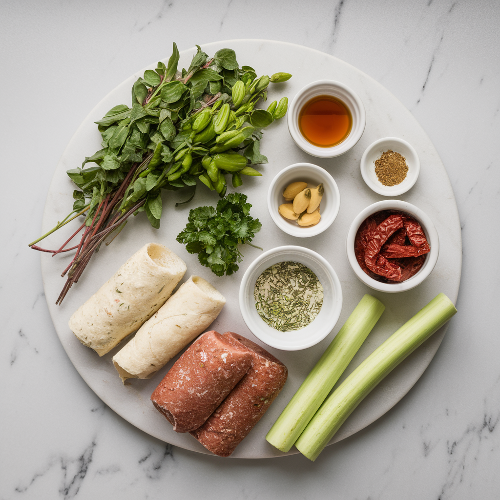 Ingredients for Savory Herb and Olive Spelt Rolls with Sun-Dried Tomato Pesto
