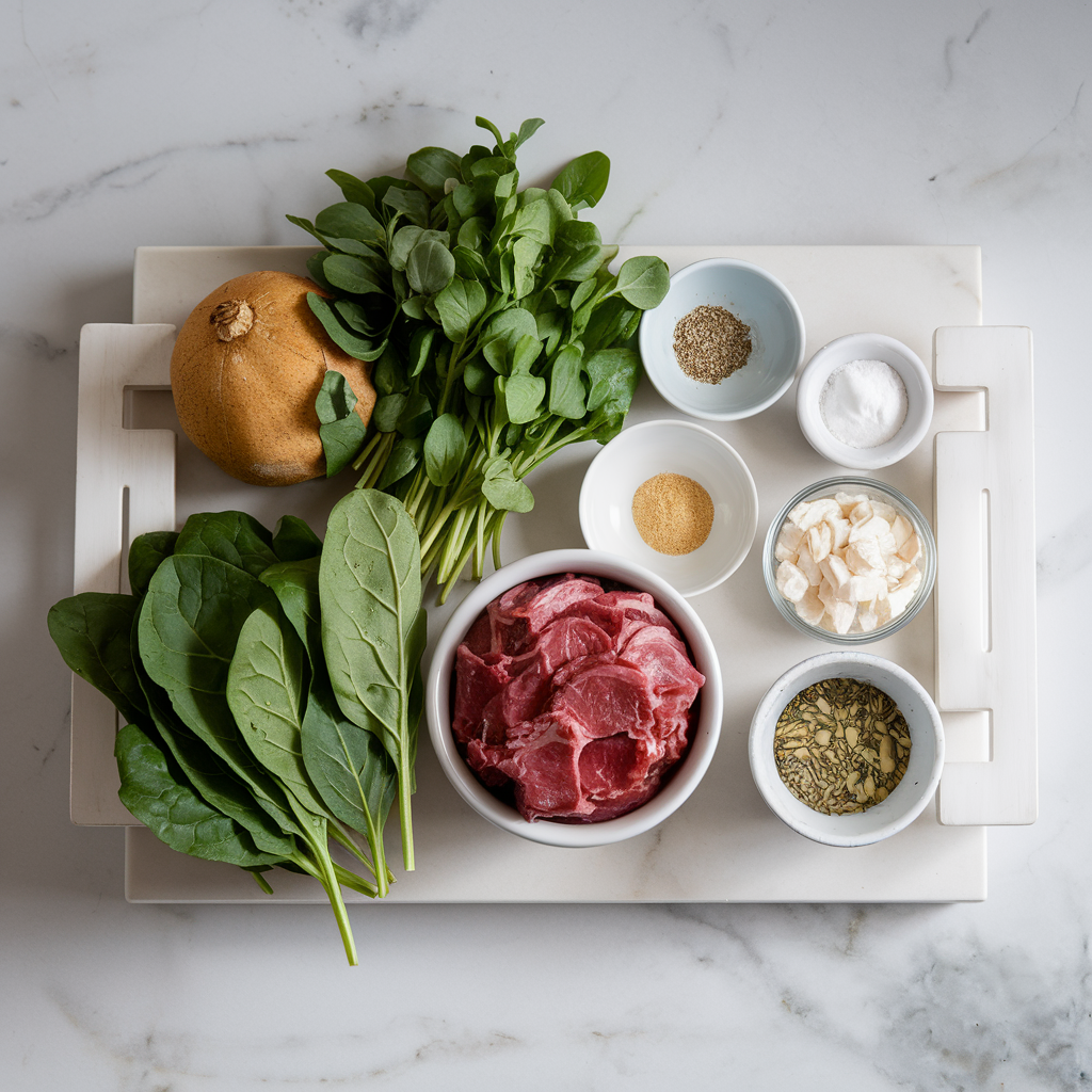 Ingredients for Savory Lamb & Spinach Breakfast Tart with Za'atar