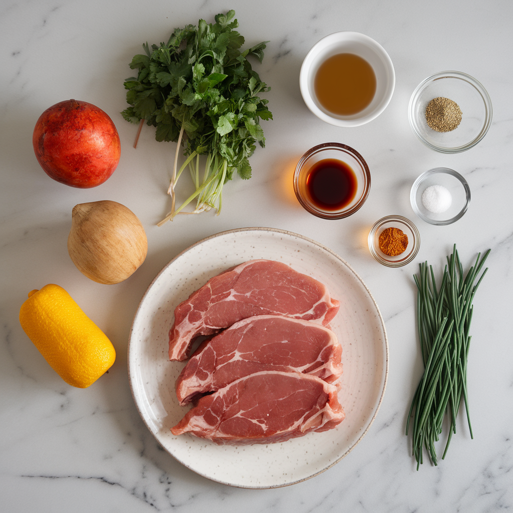 Ingredients for Savory Maple-Bourbon Glazed Pork Chop Delight