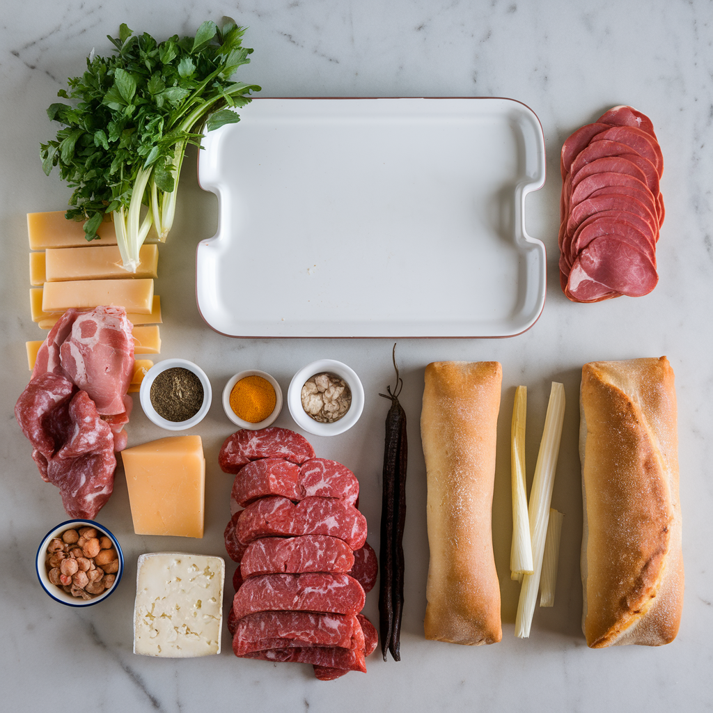 Ingredients for Savory Meat Lover's Stromboli Bread Roll