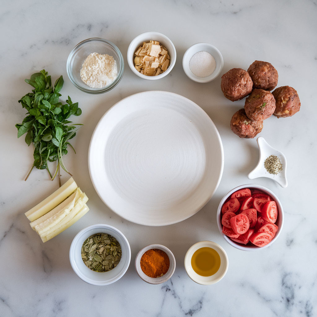 Ingredients for Savory Meatball Breakfast Bombs with Herb Cheese Drizzle