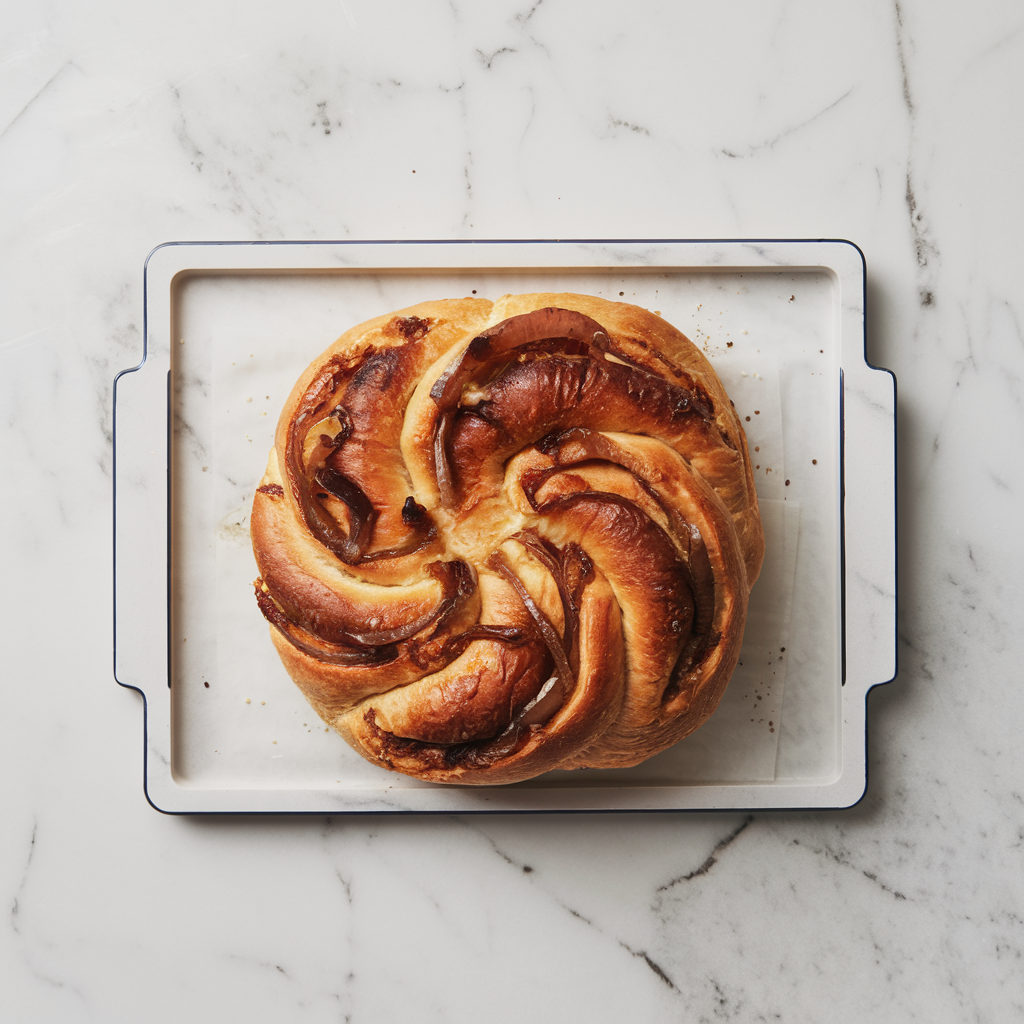 Savory Meaty Swirl Bread with Caramelized Onion and Cheese