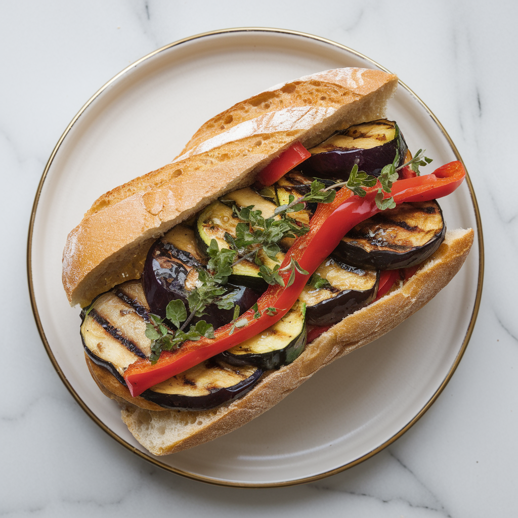 Savory Mediterranean Stuffed Ciabatta Sandwich