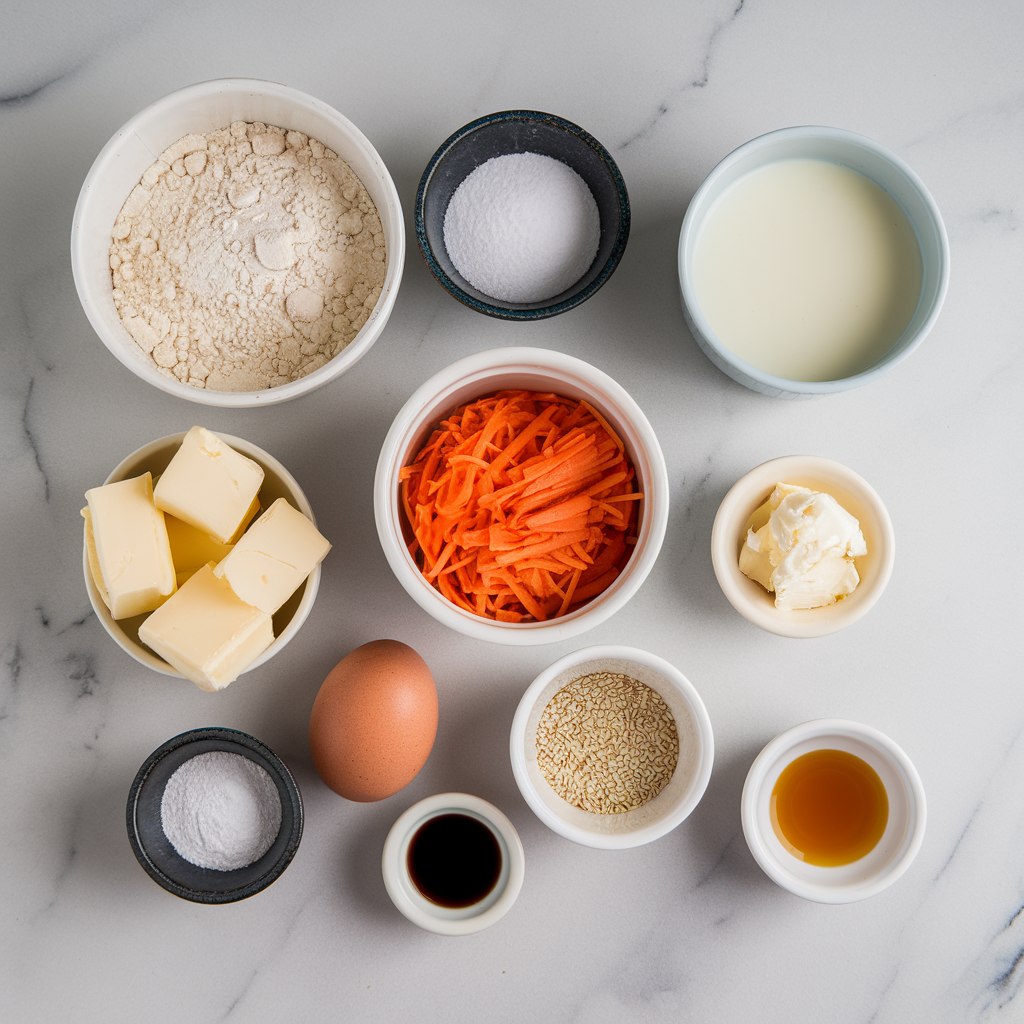 Ingredients for Savory Miso Carrot Scones with Sesame Glaze