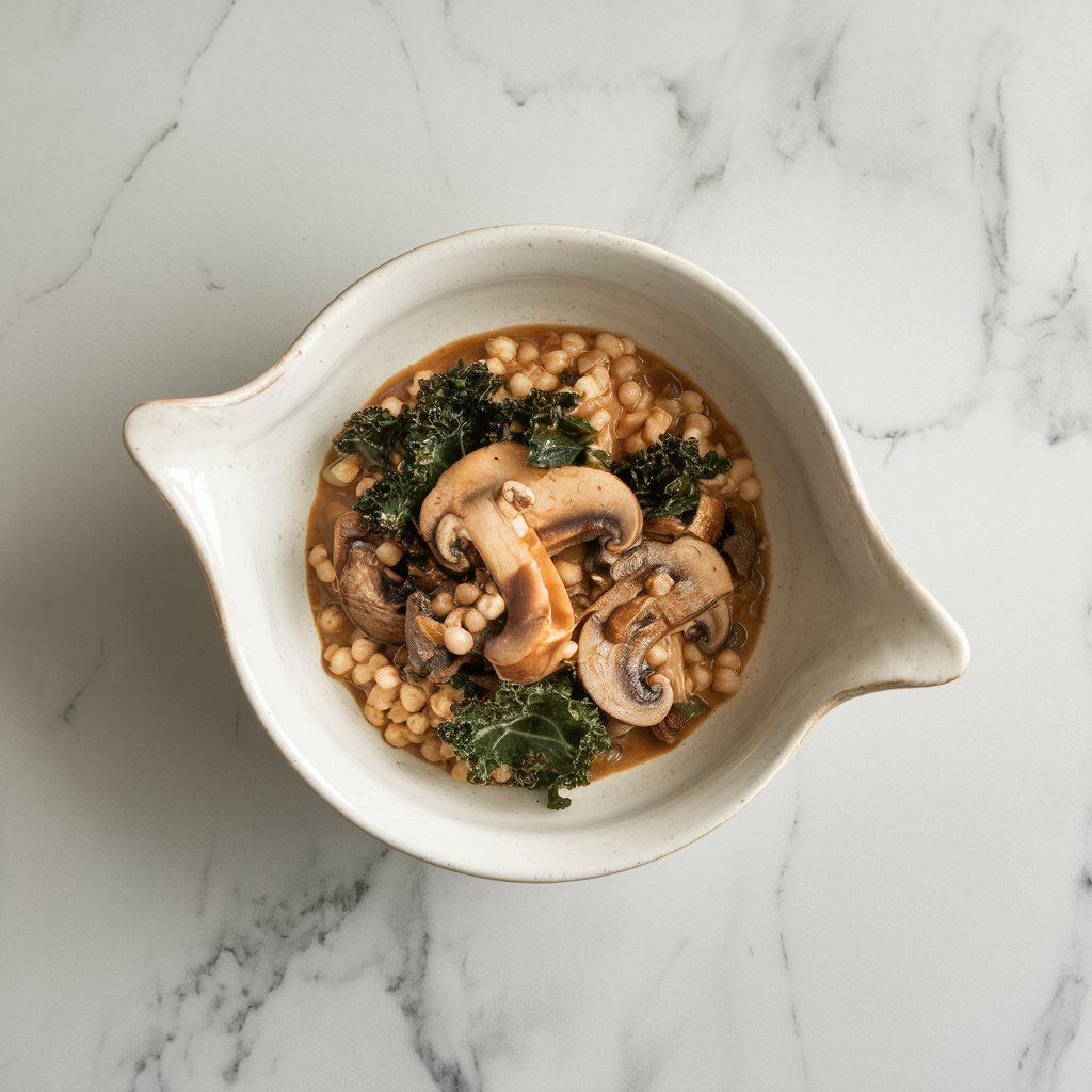 Savory Mushroom & Barley Miso Stew with Kale