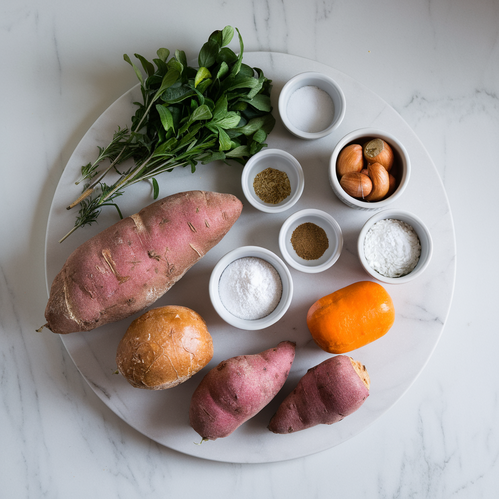 Ingredients for Savory Purple Sweet Potato and Rosemary Sourdough Rolls