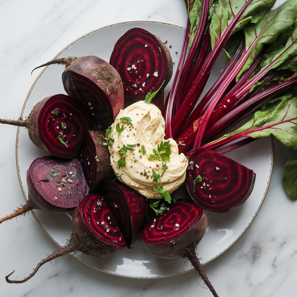 Savory Roasted Beets with Herbed Cashew Cream