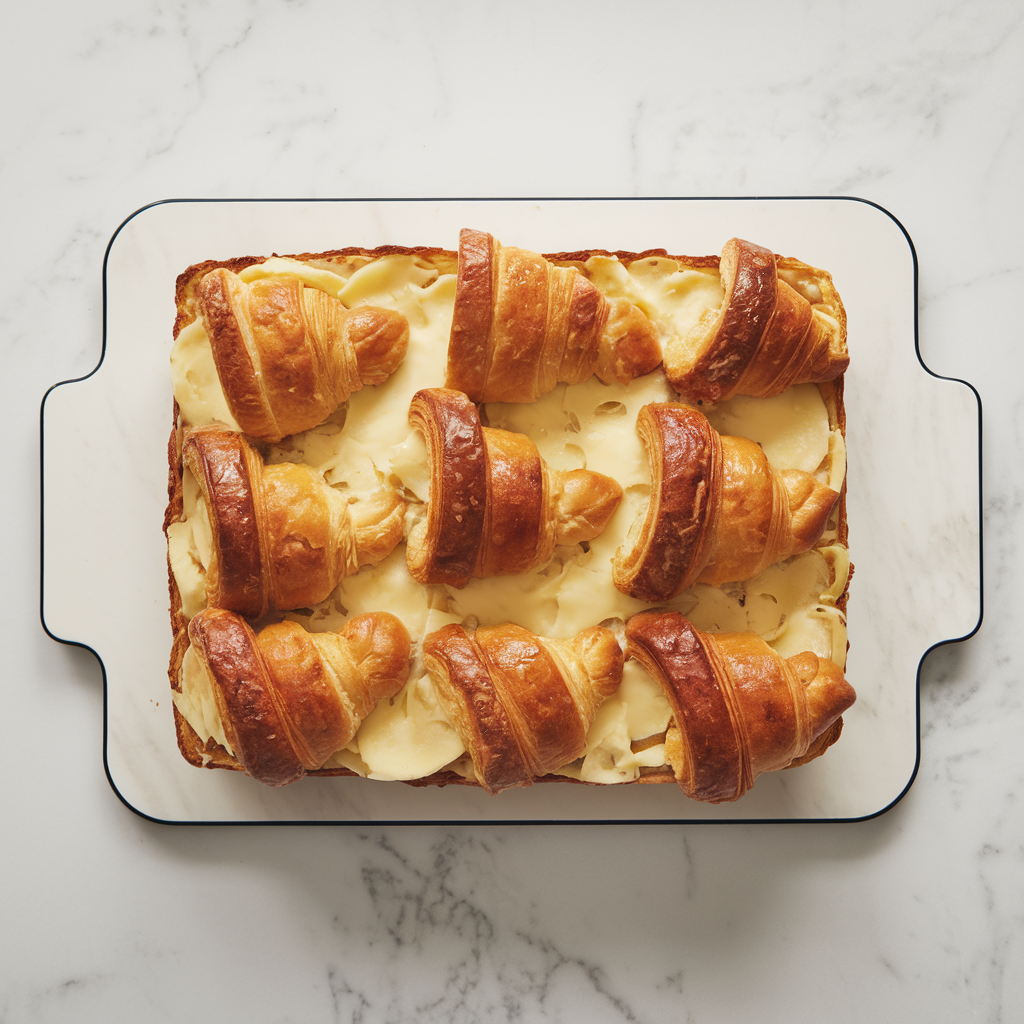 Savory Sausage & Cheese Breakfast Strata with Buttery Croissant Layers