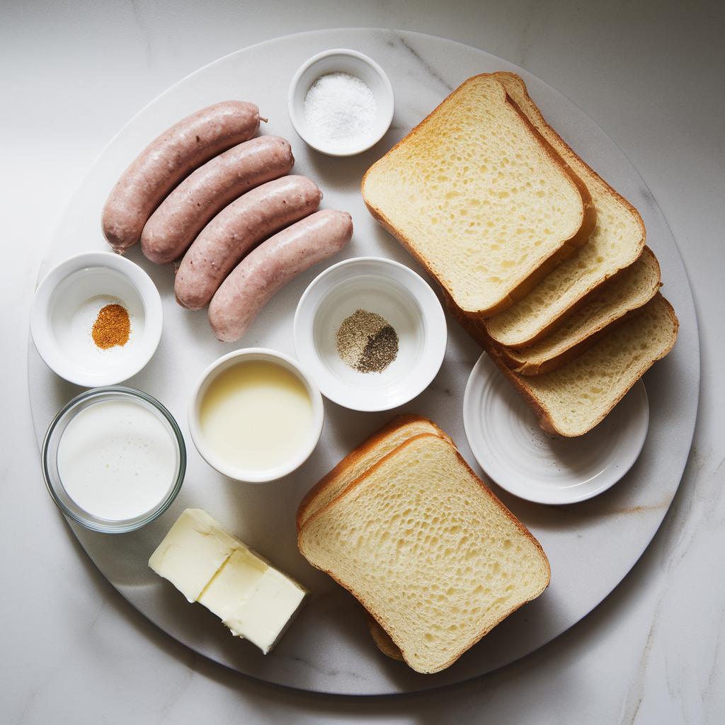 Ingredients for Savory Sausage-Stuffed French Toast Towers