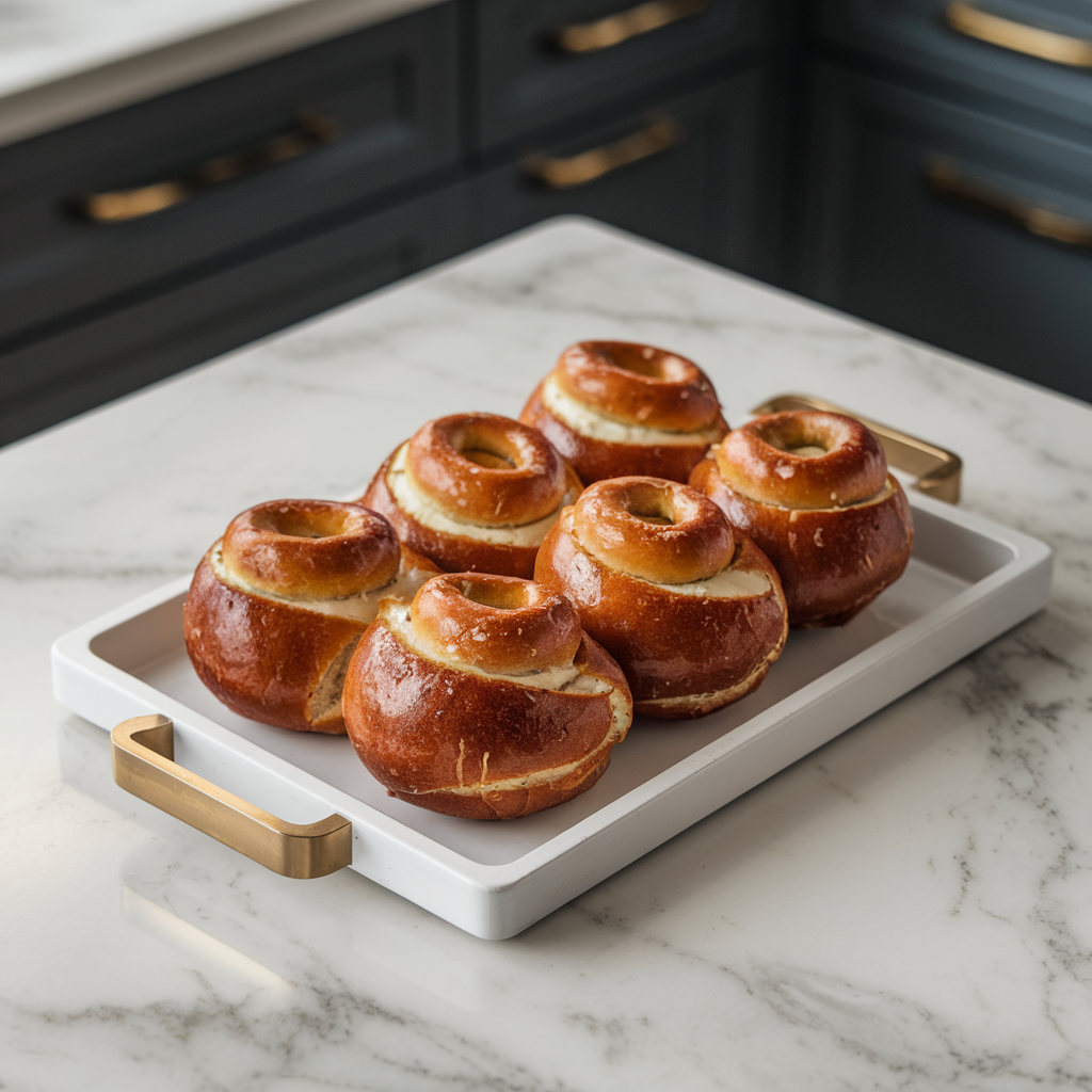 Savory Sausage-Stuffed Pretzel Rolls with Smoked Gouda