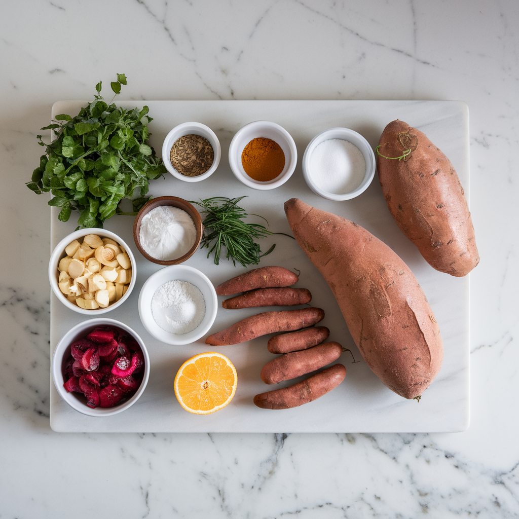 Ingredients for Savory Spiced Sweet Potato and Olive Bread Rolls