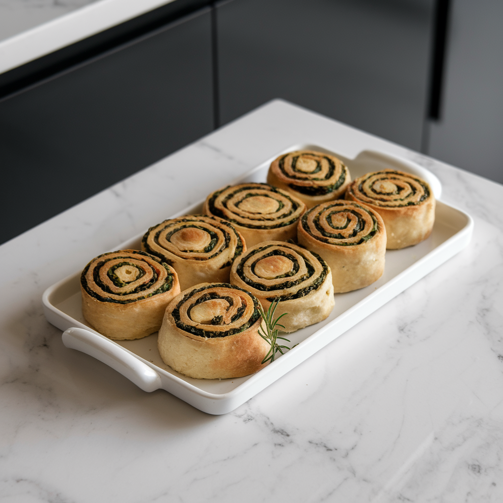 Savory Spinach & Chickpea Swirl Rolls with Rosemary Infusion
