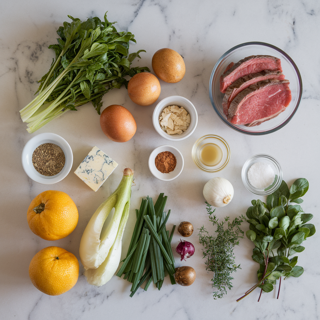 Ingredients for Savory Steak & Blue Cheese Bliss Salad