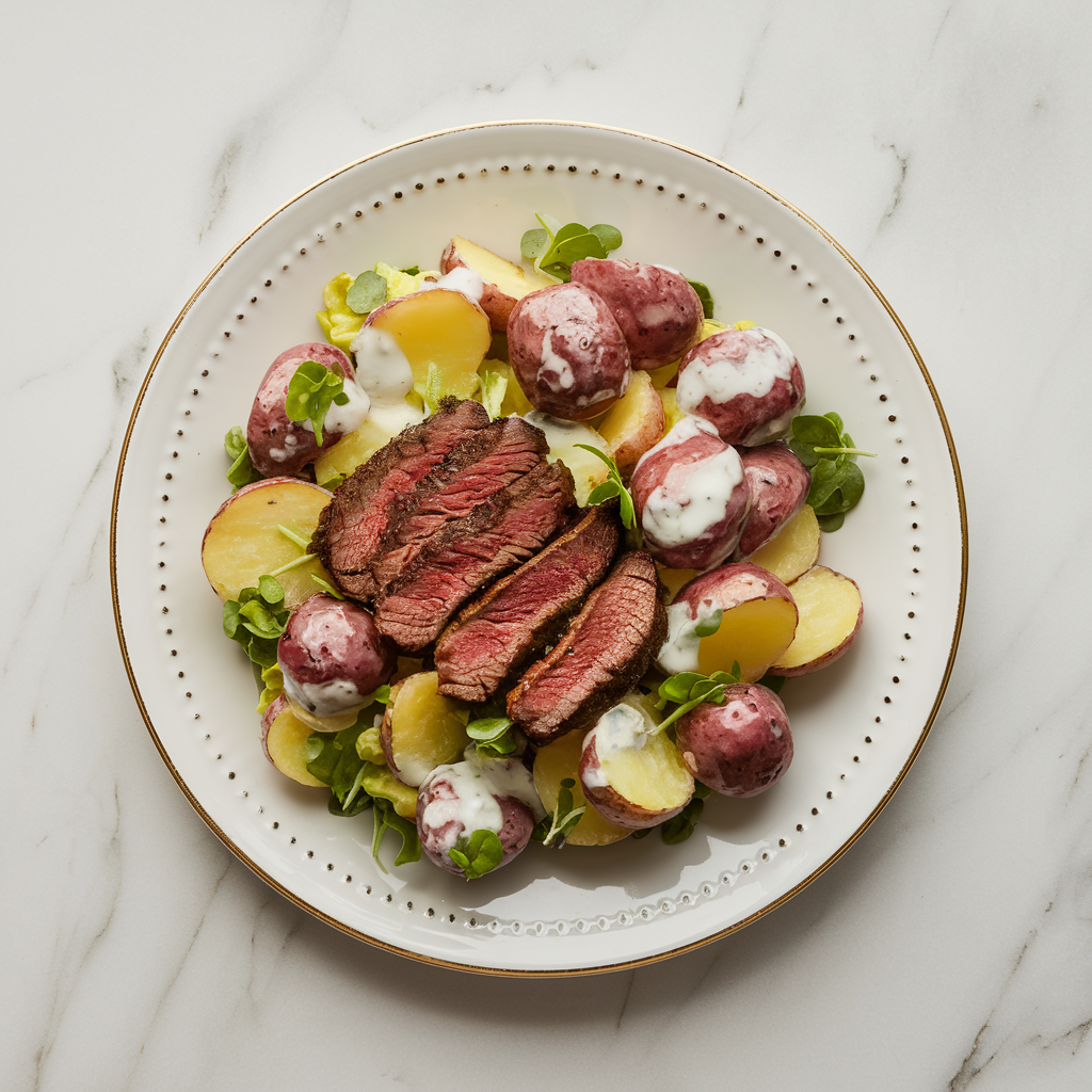 Savory Steak & Cheddar Potato Salad with Smoky Chipotle Dressing